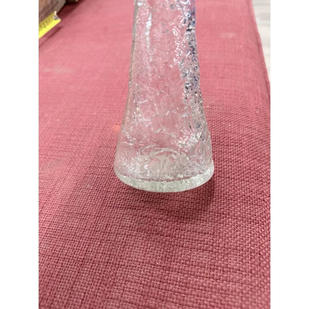 Vintage Libbey‎ of Canada Glass Bud Vase with Embossed Leaf Pattern on bottom...